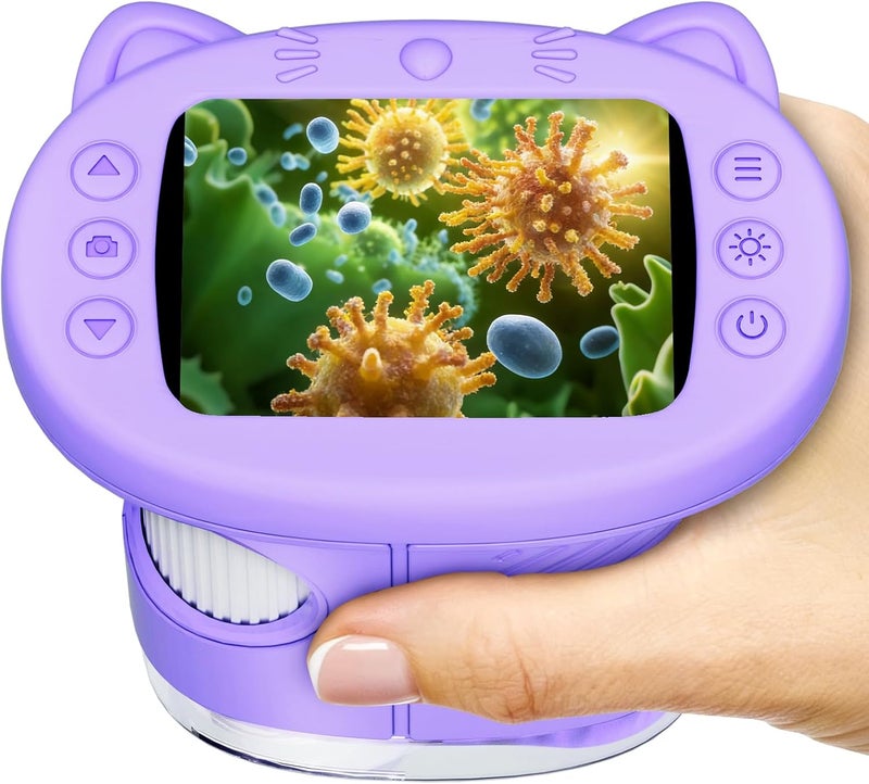 WINWEND 2.4" Screen Pocket Kids Microscope: 1000X Handheld Microscope for Photo and Video - Portable Science Kits STEM Toys – Christmas/Birthday Gifts for Girls & Boys Ages 3-12(Purple) - Image 1